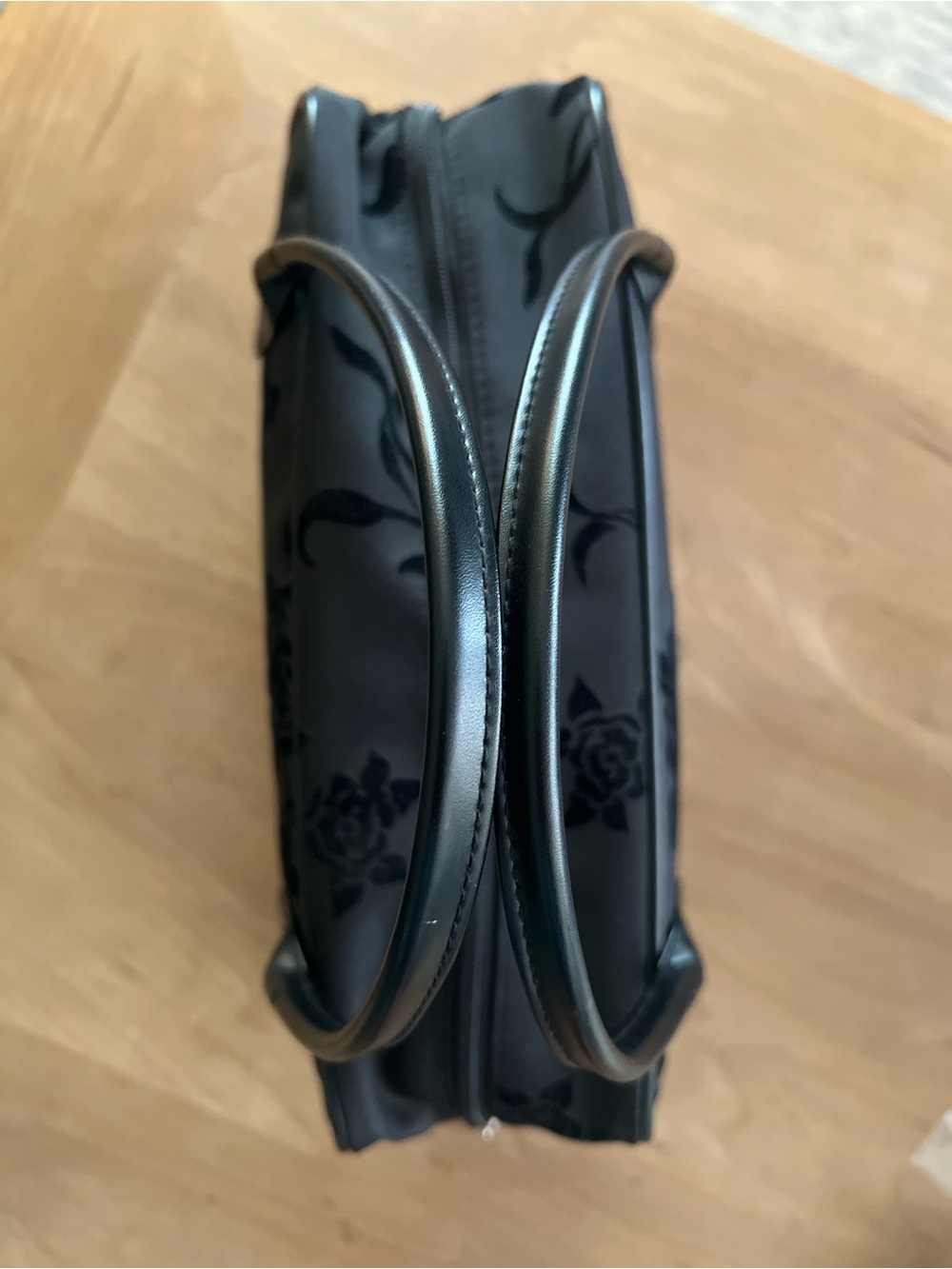 Y2K Victorias Secret Black Rose Velvet Print Baguette - Picture 3 of 11